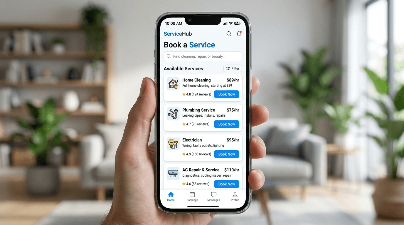 Mobile App Interface for Bookings — Mobile App